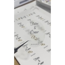 Nişan Hatırası Nikah Hatırası Yüzüklü Oval Şeffaf Etiket 5 x 4 CM 45 Adet