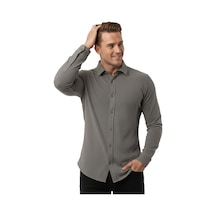 Deepsea Toprak Slim Fit Örme Kumaş Likralı Erkek Gömlek Nefes Alan Esnek Ve Modern Tasarım 2602604 Kahverengi