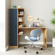 Roma Raflı Çalışma Masası , Çalışma Ofis Masası Sol Dolaplı A.çam Antrasit - Atlantik Çam