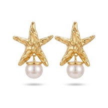 Deniz Yıldızı İncili Tasarım Pinterest Küpe Kararmaz Hediye Kutulu Kadın Küpe Beyaz - 895531124 Beyaz
