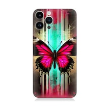 Apple iPhone 13 Pro Uyumlu Neon Kanatlı Kelebek Desenli Silikon Kılıf Çok Renkli