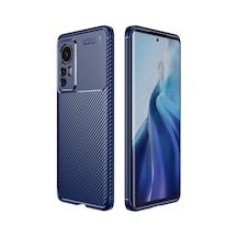 Xiaomi Mi 12 Kılıf Karbon Görünümlü Silikon Kamera Korumalı Üstün Koruma Pazarplus Lacivert