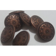 7 Adet Kahverengi 1.5 Cm. Metal Desenli Ayaklı Düğme
