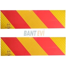 Bant Evi Tüvtürk Uyumlu E37 Reflektörlü Tır Kamyon Arkası Fosforlu İkaz Bantı Kırmızı Sarı