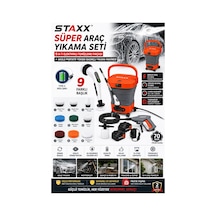 Staxx Süper Araç Yıkama Seti 70 Bar Basınçlı Oto Yıkama + 9 Başlıklı Şarjlı Temizlik Fırçası Pro
