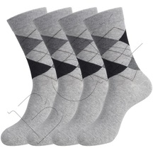4 Çift Erkek Desenli Çorap BGK-9882036-Gri