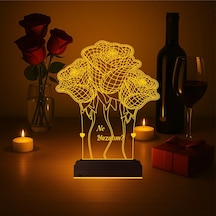 Luvivia Sevgiliye Hediye Gül Demeti Kişiye Özel 3d Lamba - Masa Gece Lambası