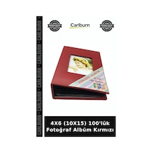 Premium 4x6 10x15 100'lük Fotoğraf Albüm Kırmızı Anı Biriktirme Hatıra Defteri Kare Motifli