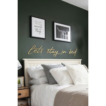 Let's Stay In Bed Metal Duvar Yazısı - Gold - 91x20 Cm