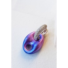 MorMajor Silver Tekli Mor Pembe Mid Bombeli Love Gümüş Küpe-5154