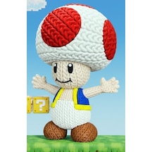 Örgü Desenli Toad Figürü - 3d Baskı Amigurumi Görünümlü Süper Mario Koleksiyon Biblosu