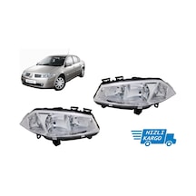 Renault Megane 2 Sağ Sol Ön Far Takımı 2002-2005 Manuel Ayarlı