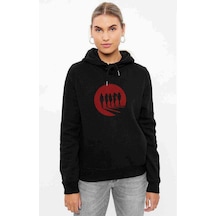 Silhouette Bad Girl Baskılı Siyah Kadın Kapşonlu Sweashirt