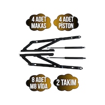 Baza Makası Yatak Baza Menteşesi Açılır Pistonlu Makas 750n Piston Tek Kişilik 2 Takım Siyah Siyah