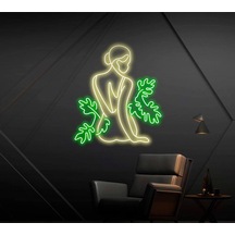 Aesthetic Kadın Silüet Neon Tabela Sarı