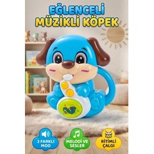 Montessori Eğlenceli Köpek Düğmeli Işıklı Müzikli 3 Modlu 12 Cm Eğitici Ve Öğretici Bebek Oyuncağı