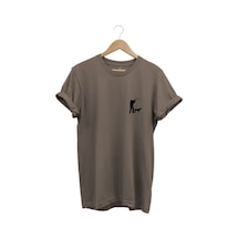 Hunting Avcılık Minimal Av Köpeği Ve Avcı Baskılı %100 Pamuk Regular Fit Unisex T-shirt Kahverengi