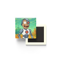 Cyborg - 9x9 Cm Baskılı Kare Buzdolap Magneti