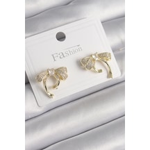 Pirinç Gold Renk Zirkon Taşlı Fiyonk Model Kadın Küpe Diğer