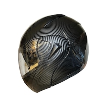Vırtue Ece Belgeli Vizörlü Çene Açılır Kask Karbon Gri