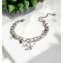 Kadın Samanyolu Nazar Boncuklu Çelik N Harf Bileklik 887719