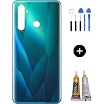 Realme 5 Pro Uyumlu Arka Pil Kapağı Yesil + Montaj Seti Çok Renkli