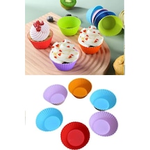 6 Adet Yıkanabilir Mini Tırtıklı Muffin Kalıbı- Ribanalı Kek-cupcake- Renkli Hamur Işi Kabı Diğer