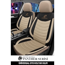 Panther Serisi Keten Kumaş Üniversal Oto Koltuk Kılıfı - 5 Koltuk Tam Set Bej