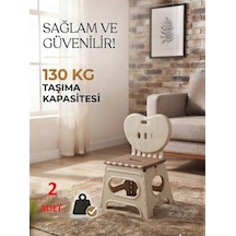 2 Adet Lüks Sağlam Dayanıklı Kullanışlı Şık Katlanır Tabure Ma115 Bej 2 Adet