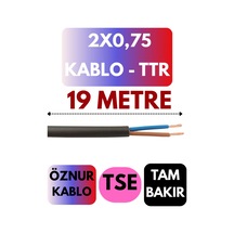 Öznur 2x0,75 Ttr Kablo Metre Seçenekli Siyah - 19 Metre