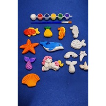 13 Adet Deniz Temalı Ve Unicorn Büyük Boy Taş Boyama Seti Anne, Çocuk, Yetişkin Etkinlik, Workshop