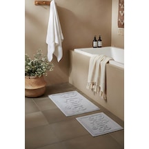 Açık Gri Home Kabartmalı Pamuklu 2 Li Banyo & Klozet Paspas Takımı Gri