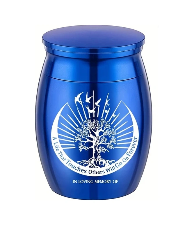 Fochsia Küçük Kül Kutusu - Mavi Su Geçirmez El Yapımı Kremasyon Kül Kabı