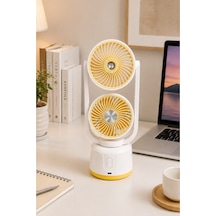 Taşınabilir Spreyli Çift Başlıklı Şarjlı Mini Vantilatör, Usb Şarjlı Taşınabilir Fan, Sessiz Soğutucu Sprey Mist Fan, Ev Ofis Yaz Sarı - 908664352
