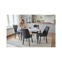 Efe Mobilya T-6020 4 Kişik Yemek Masası Ve Antrsit Sandalye Takımı Mutfak Salon Restorant Cafe Otel Kullanımına Uygundur. Antrasit