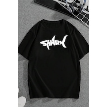 Unisex Shark Tasarım Tshirt Siyah
