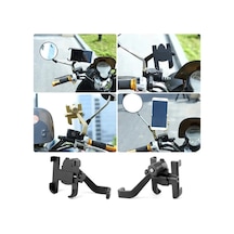 Alüminyum Bisiklet Ve Scooter Telefon Tutucu, 360 Dönebilir, Ayarlanabilir, Metal Malzeme, Siyah 2 Mixed