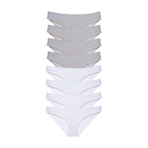 Royaleks 8 adet Süper Eko Set Likralı Kadın Slip Külot Gri Beyaz RYL-EKO8018 Çok Renkli