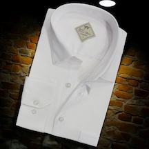 Linen Keten Klasik Uzun Kollu Beyaz Erkek Gömlek Regular Kalıp -10093 Beyaz