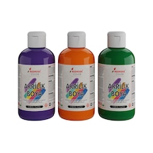Yeşil-mor-turuncu Akrilik Boya 3'lü Set 3x250gr