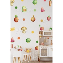 MSticker Sevimli Yiyecekler Çocuk Odası Kreş Cam Duvar Sticker Seti
