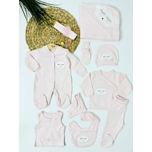 Alpbebe Bulutlar Aprike İşlemeli Nakışlı 10 Lu Hastane Çıkışı Set - Pembe Pembe
