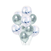 Gümüş Krom Konfetili Balon Renkli