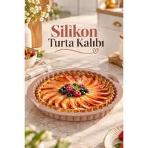 Porsima 30012-1 Silikon Turta Ve Tart Kalıbı Xl 26 Cm - Isıya Dayanıklı Yapışmaz Tırtıklı Kek Pişirme Kalıbı Krem/vizon