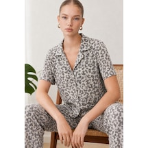 Norcia Sports Kadın Kısa Kollu Rahat Gri Pijama Takımı 4731 Çok Renkli - 929323300 Çok Renkli - 929323300 Çok Renkli