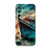 Samsung Galaxy A24 Uyumlu Dalgalarla Savaşan Gemi Desenli Silikon Kılıf Çok Renkli