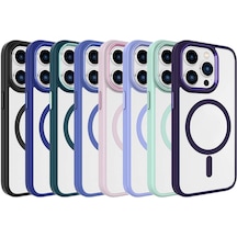 Apple Uyumlu iPhone 15 Pro Max Wireless Şarj Özellikli Zore Krom Magsafe Silikon Kılıf-mavi Mavi Mavi