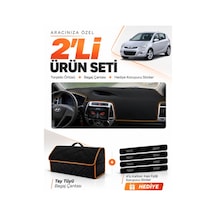 Hyundai İ20 2008-2014 Uyumlu Torpido Örtüsü + Tay Tüyü Bagaj Çantası + Sticker - Siyah Kahverengi