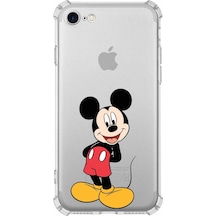 Apple Uyumlu iPhone 7  Köşe Korumalı Antişok Kapak Mickey Mouse Tasarımlı Şeffaf Kılıf