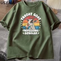 Flood Of Style Throat Goat T Shirt Unhinged Tee Shirts Women Gag Gift Retro Dank Meme Tees Adult Humor Cotto Yeşil